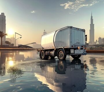 Riyadhfarmwaterdeliverytanker2CSaudiArabiaagriculturalwatertruck2Cphotorealistic2Cwhitewatertankertruck2CsunnystreetinRiyadhSaudiArabia2Chighquality 360x320